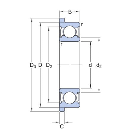 SKF W 638/8 R-2Z (SF688-2Z W6) nerezové kuličkové ložisko s přírubou